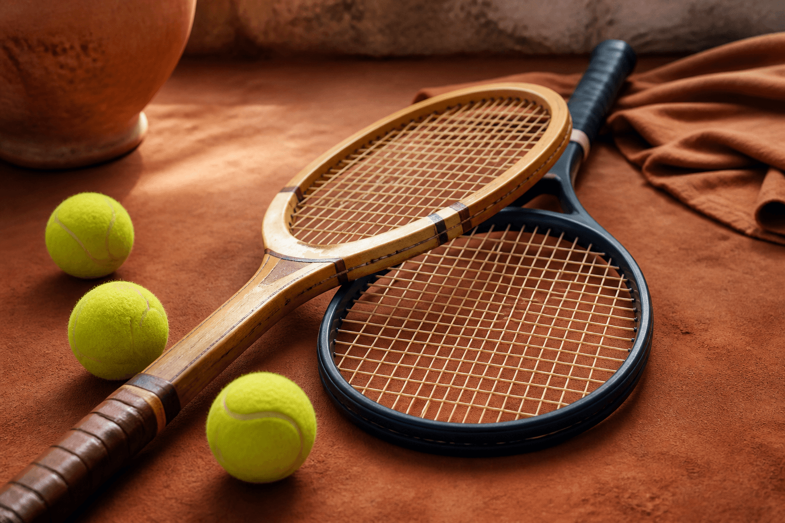 Tennis rackets and balls